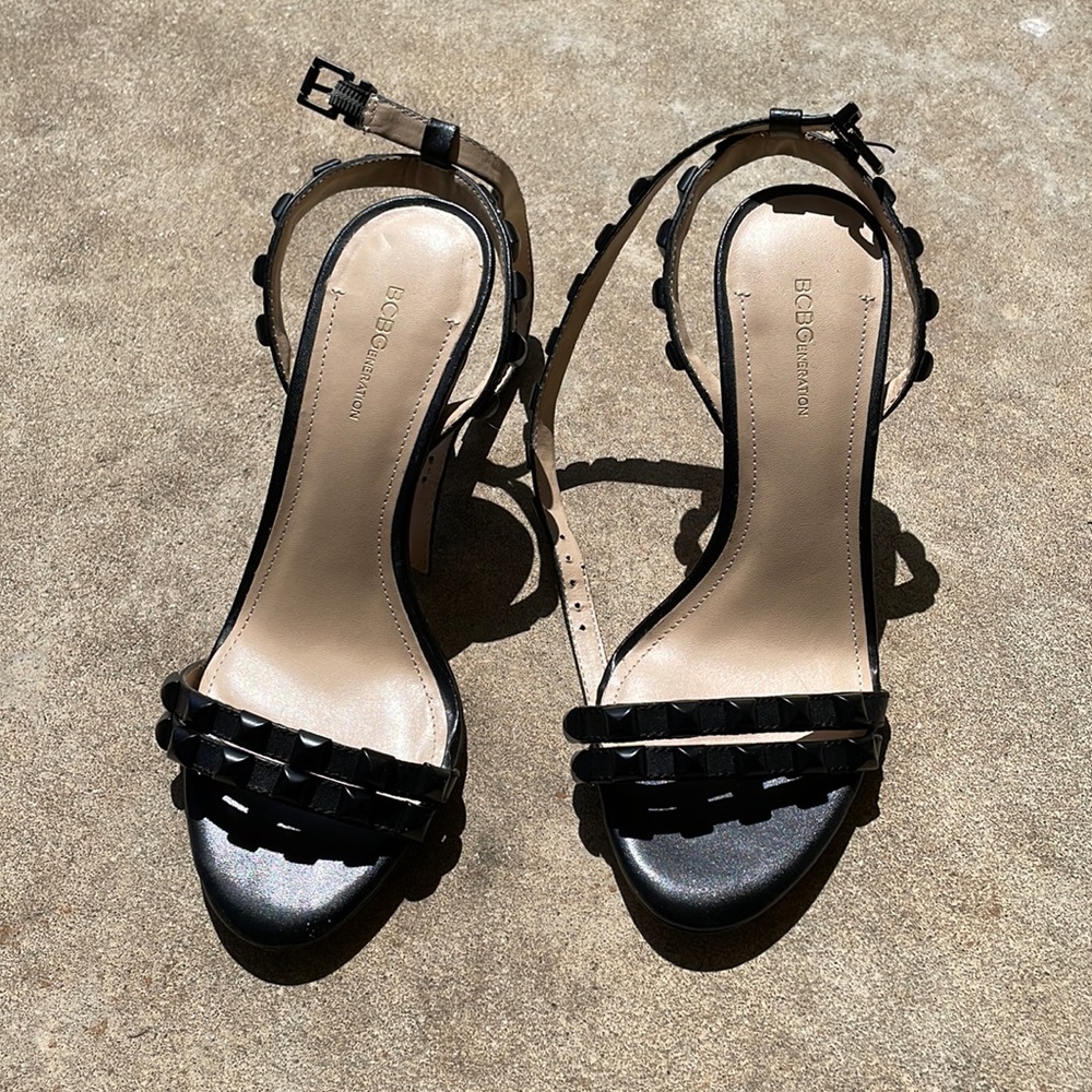 BCBG black studded heels